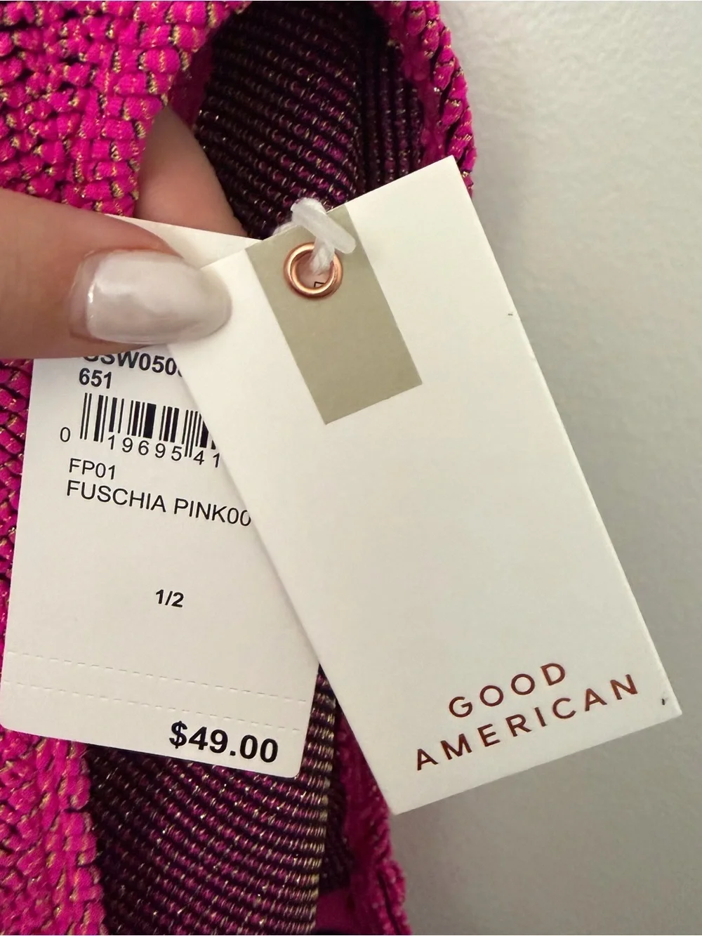 Good American Always Fits Bikini Bottom Fuchsia Pink
